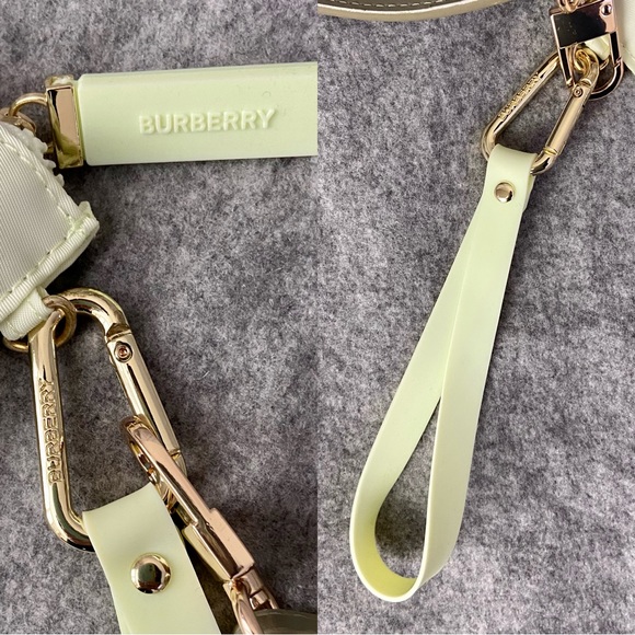 🆕 Burberry Cosmetic Pouch Converted Shoulder Bag with Wristlet Lime Green - Picture 12 of 13